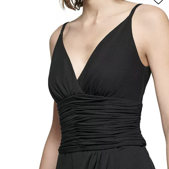 Calvin Klein Dress Women's Size 10 Black Ruched-Waist Surplice-Neck Dress NWT - Picture 11 of 12